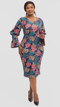 Reagan Bodycon Dress - Navyblue/Pink