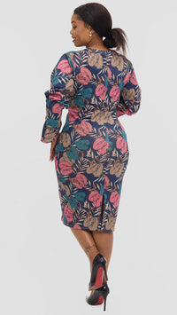 Reagan Bodycon Dress - Navyblue/Pink
