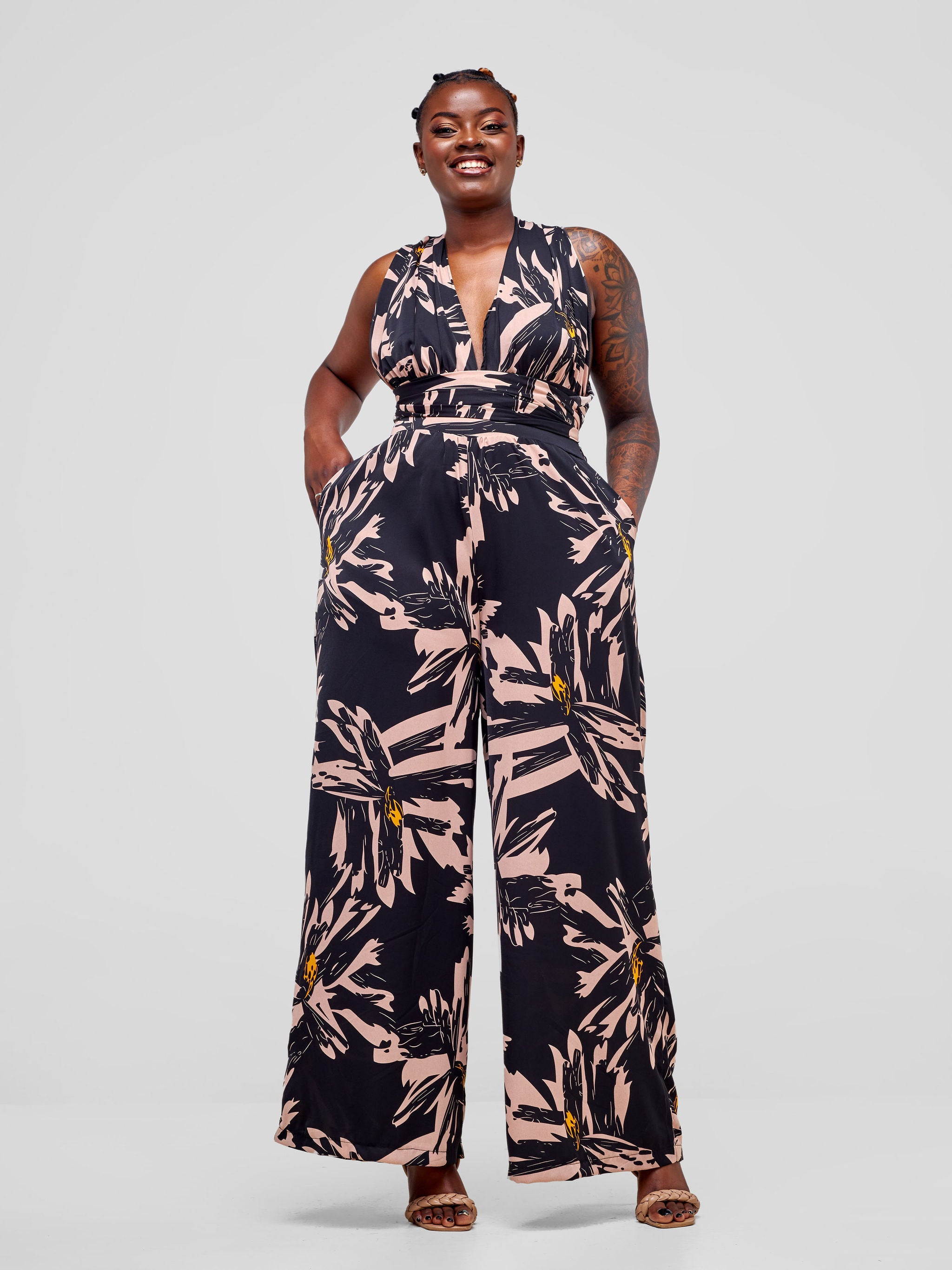 Black overlay hot sale jumpsuit