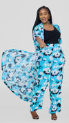 Monica Miranda Kimono 2pc set - Blue/White/Black