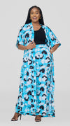 Monica Miranda Kimono 2pc set - Blue/White/Black