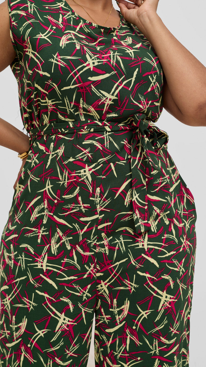 Aleena Jumpsuit-Green/Pink/Cream