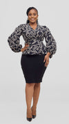 Alexa Wrap Blouse-Black/Cream