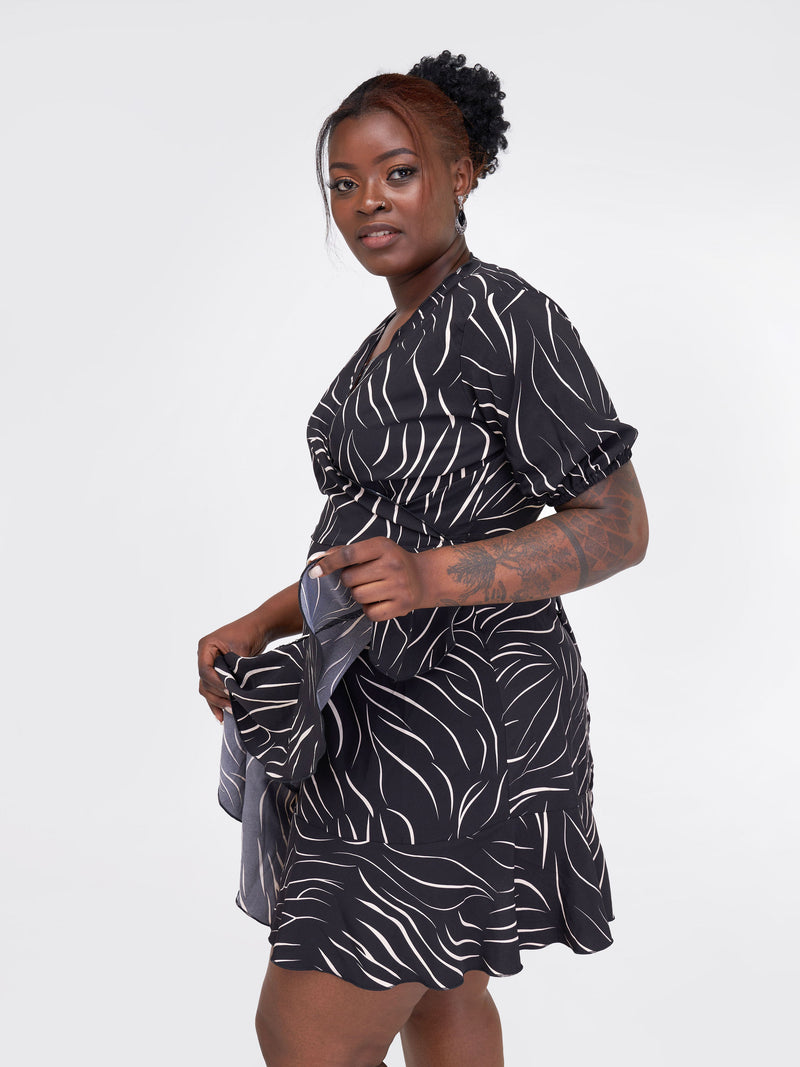 Clementine Wrap Dress - Black Zebra