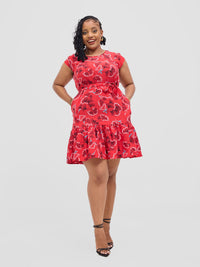 Jana Shirt Dress - Red flowered