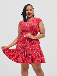 Jana Shirt Dress - Red flowered