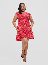 Jana Shirt Dress - Red flowered