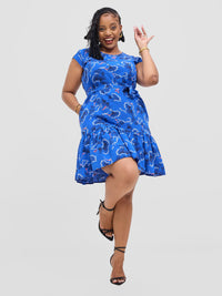 Jane Shirt Dress - Blue flowered