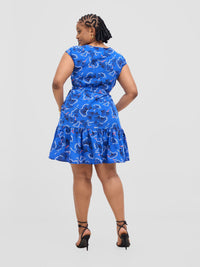 Jane Shirt Dress - Blue flowered