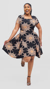Anaya Shiftdress-Peach/Black