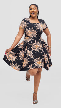 Anaya Shiftdress-Peach/Black