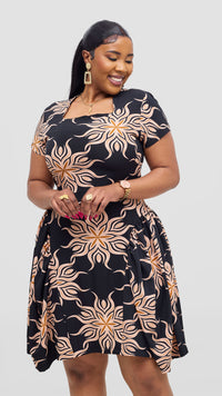 Anaya Shiftdress-Peach/Black