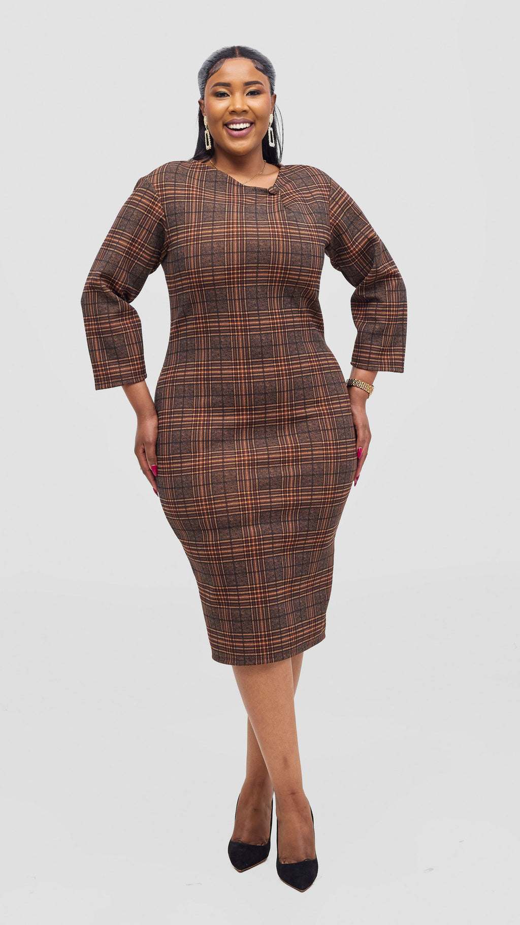 Amayah Bodycon Dress- Brown – LIZOLA FASHION KENYA