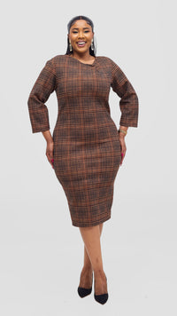 Amayah Bodycon Dress- Brown
