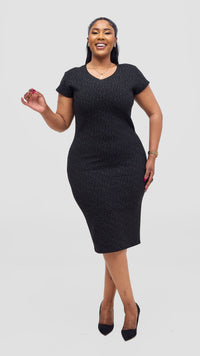 Amber Bodycon Dress- Black/Mustard/Blue