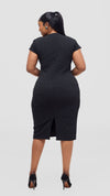 Amber Bodycon Dress- Black/Mustard/Blue