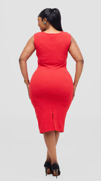 Amelie Bodycon Dress-Red/Mustard/Blue