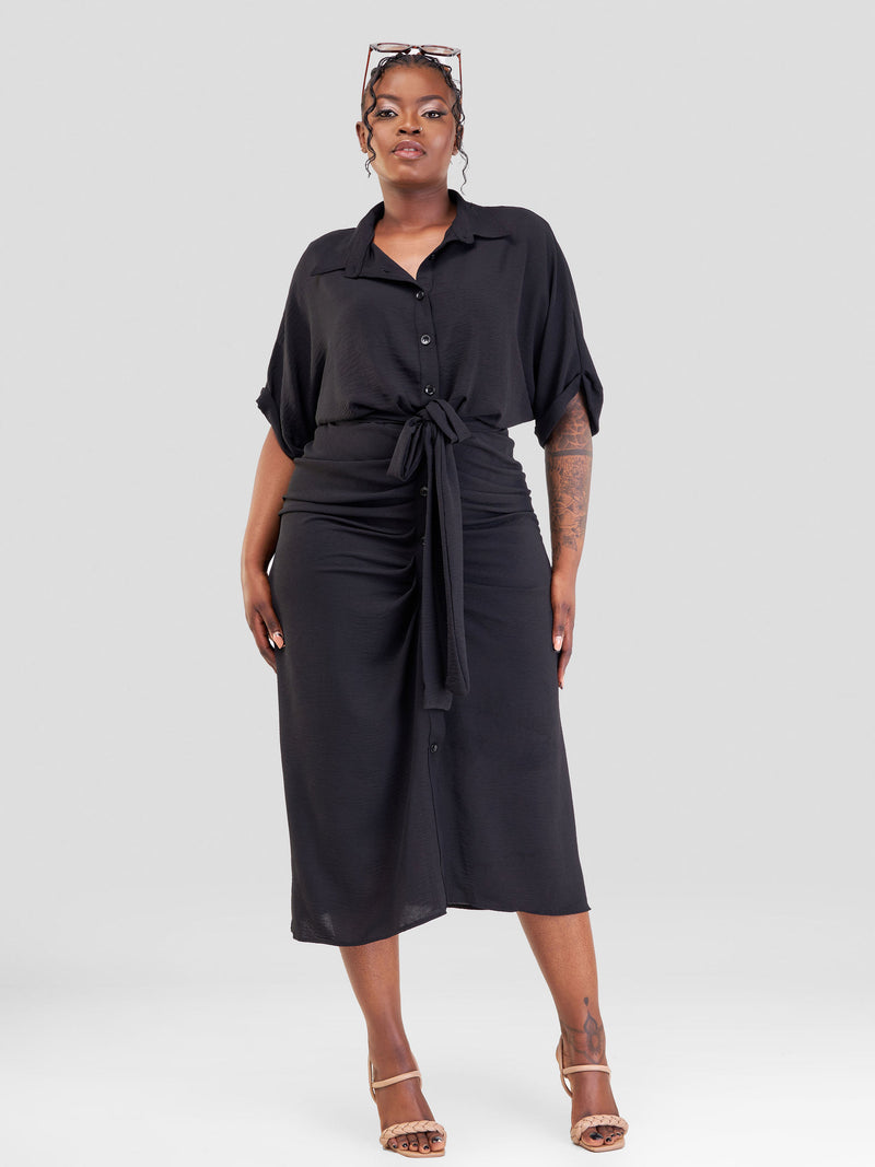 Amber Ruched Dress - Black