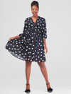 Aziza Dotted Polka Dress - Black