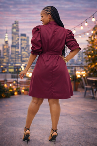 Milan Shirt Dress - Maroon