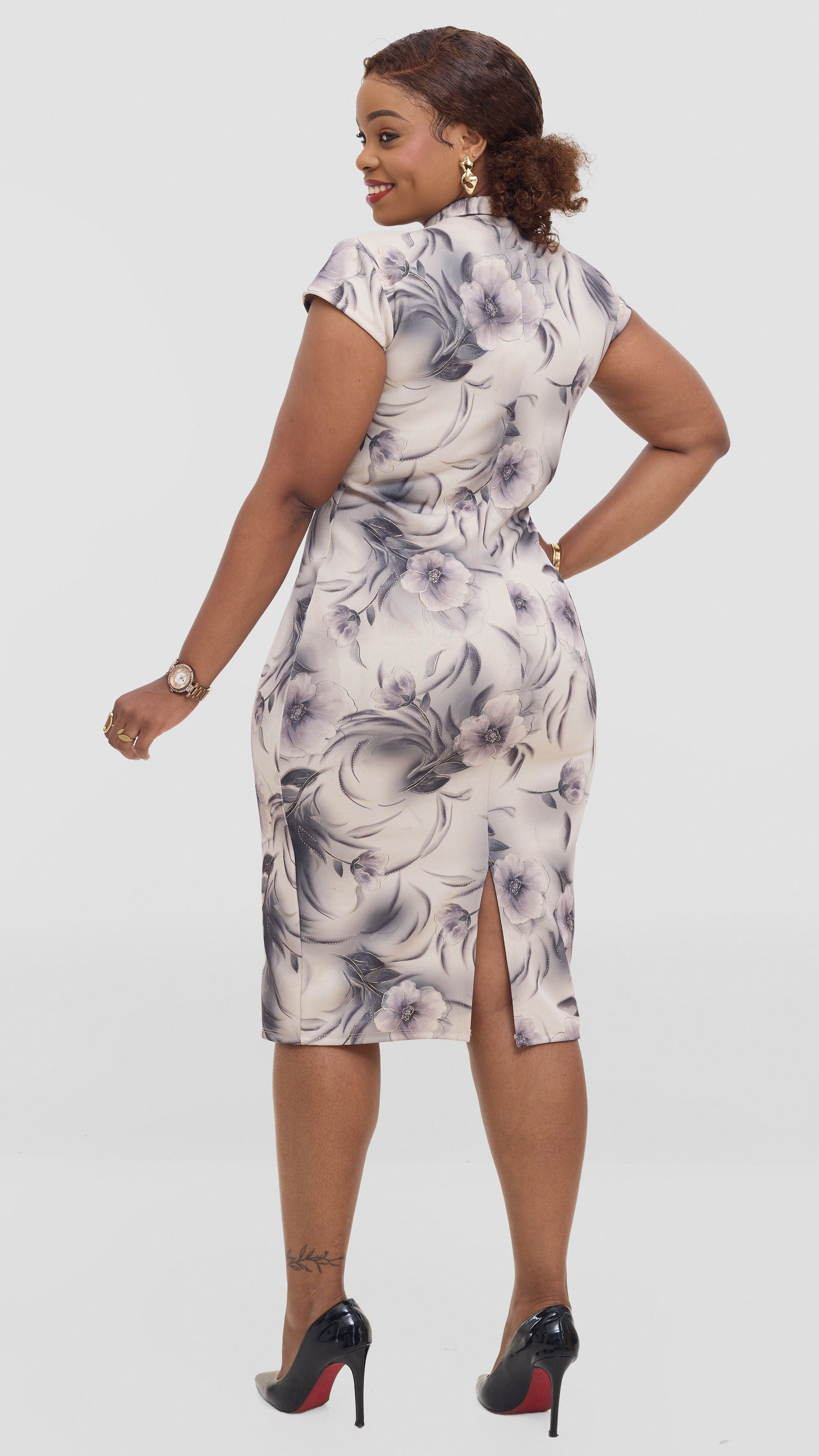 Piper Bodycon Dress - Beige/Grey