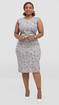 Poppy Bodycon Dress - Beige/Grey