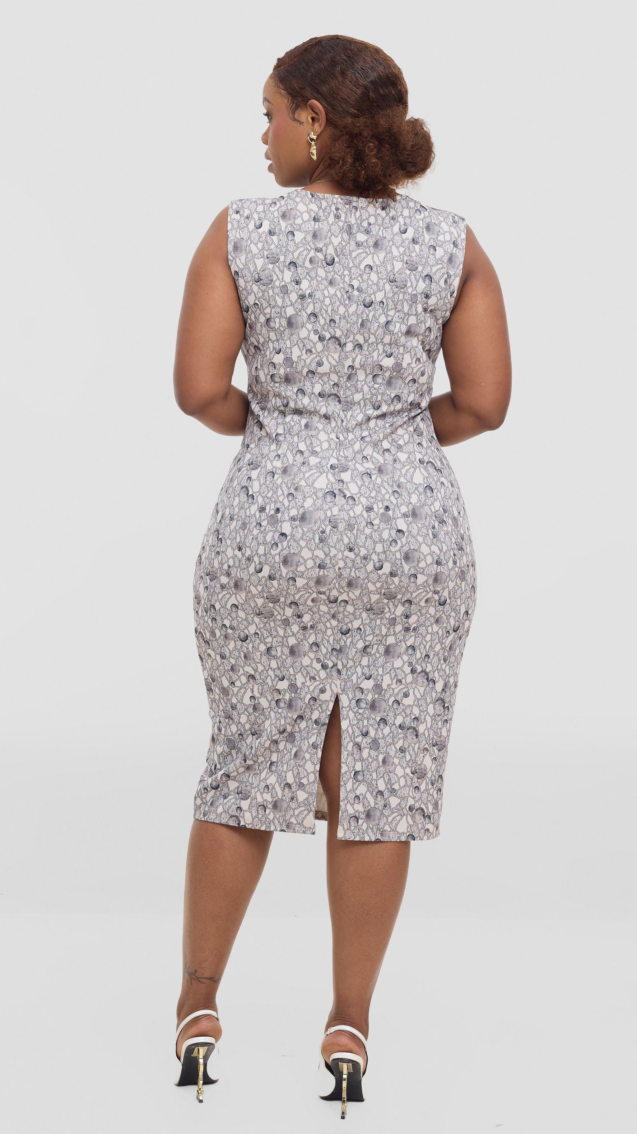 Poppy Bodycon Dress - Beige/Grey