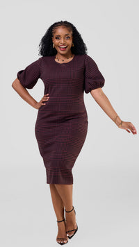 Asiro Bodycon Dress - Purple checked