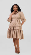 Melina Shirt  Dress - Beige