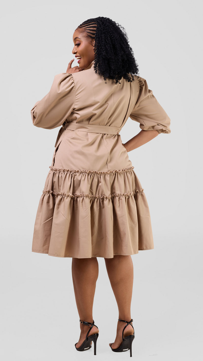 Melina Shirt  Dress - Beige