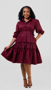 Melissa Shirt  Dress - Maroon