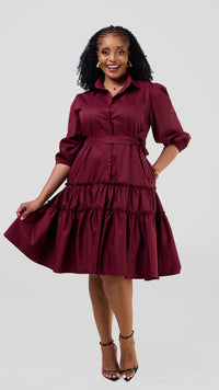Melissa Shirt  Dress - Maroon