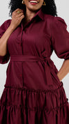 Melissa Shirt  Dress - Maroon