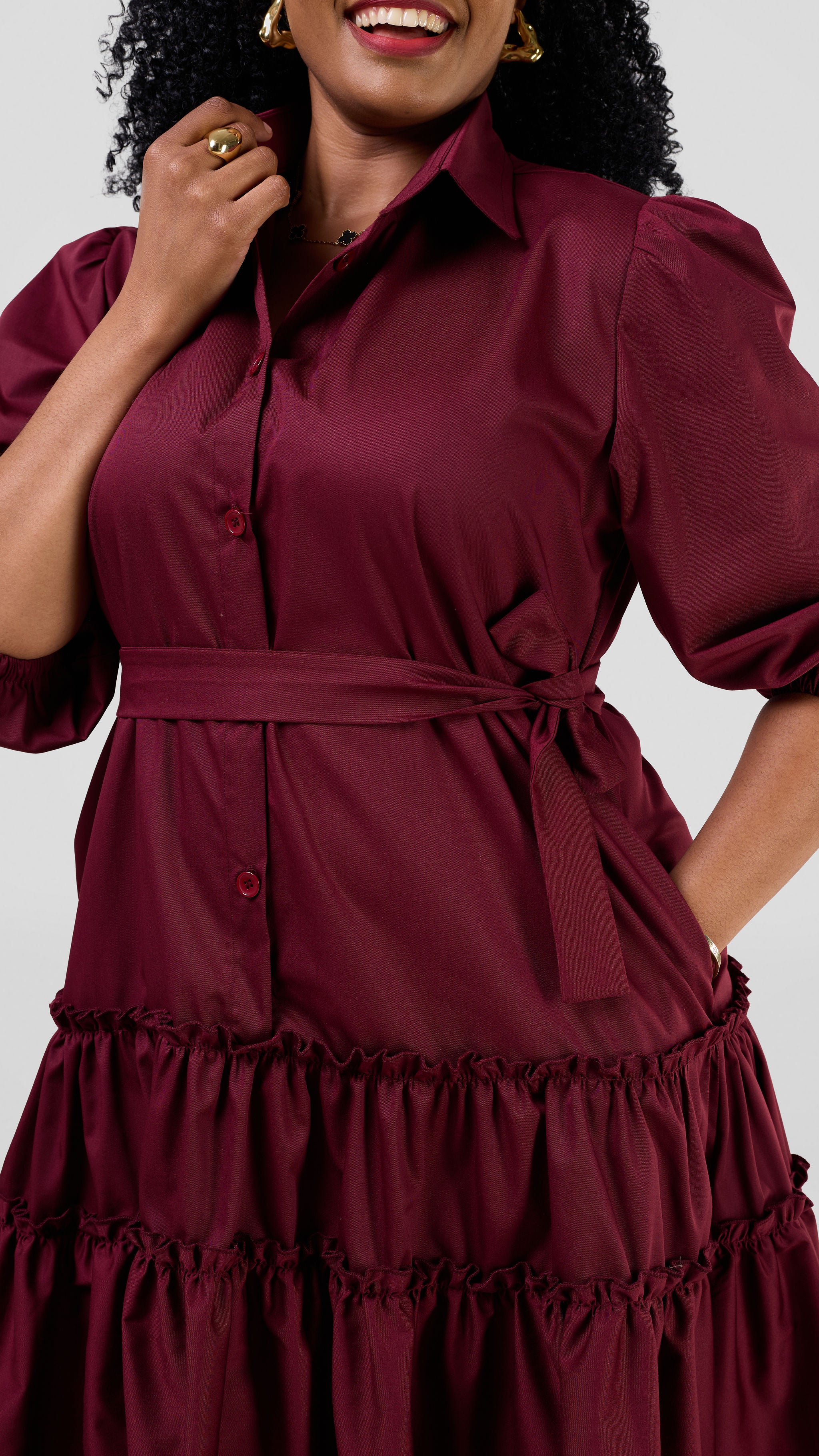 Melissa Shirt  Dress - Maroon