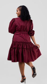 Melissa Shirt  Dress - Maroon