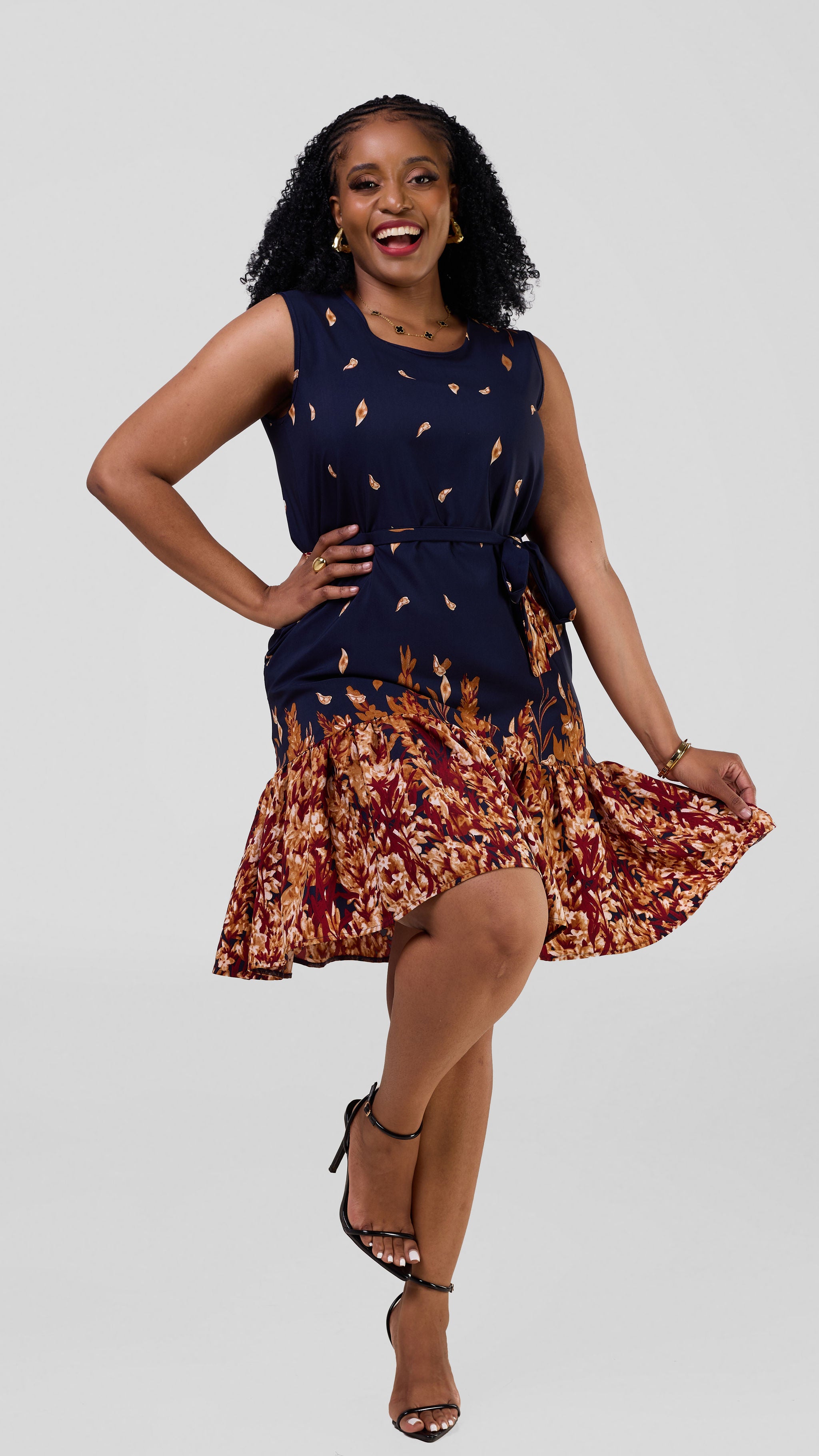 Marinde Shift Dress - Navyblue/Maroon