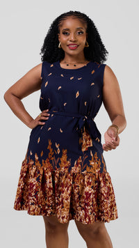 Marinde Shift Dress - Navyblue/Maroon