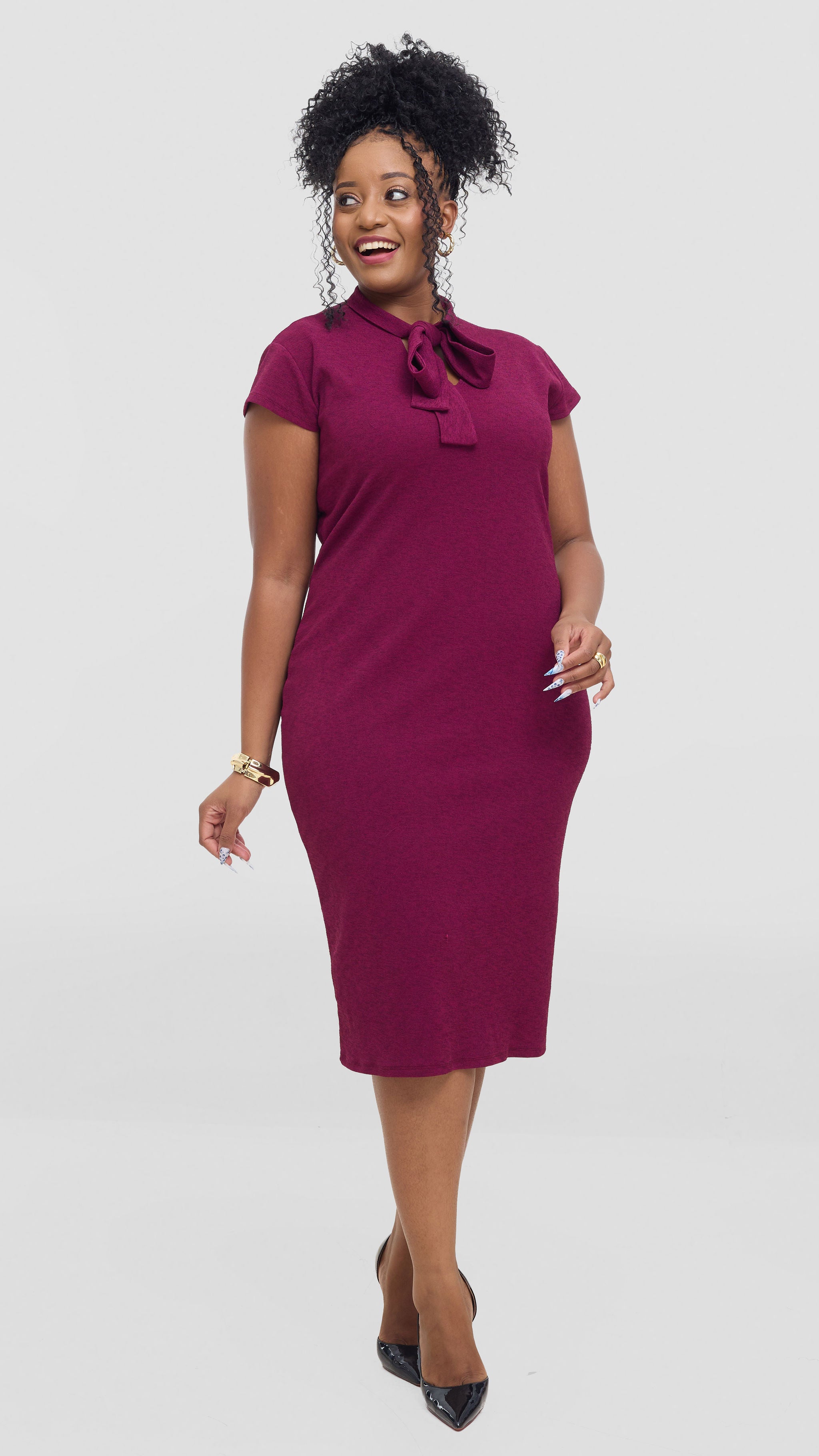 Perla Bodycon Dress - Maroon