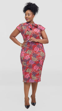 Peyton Bodycon Dress - Red flowered