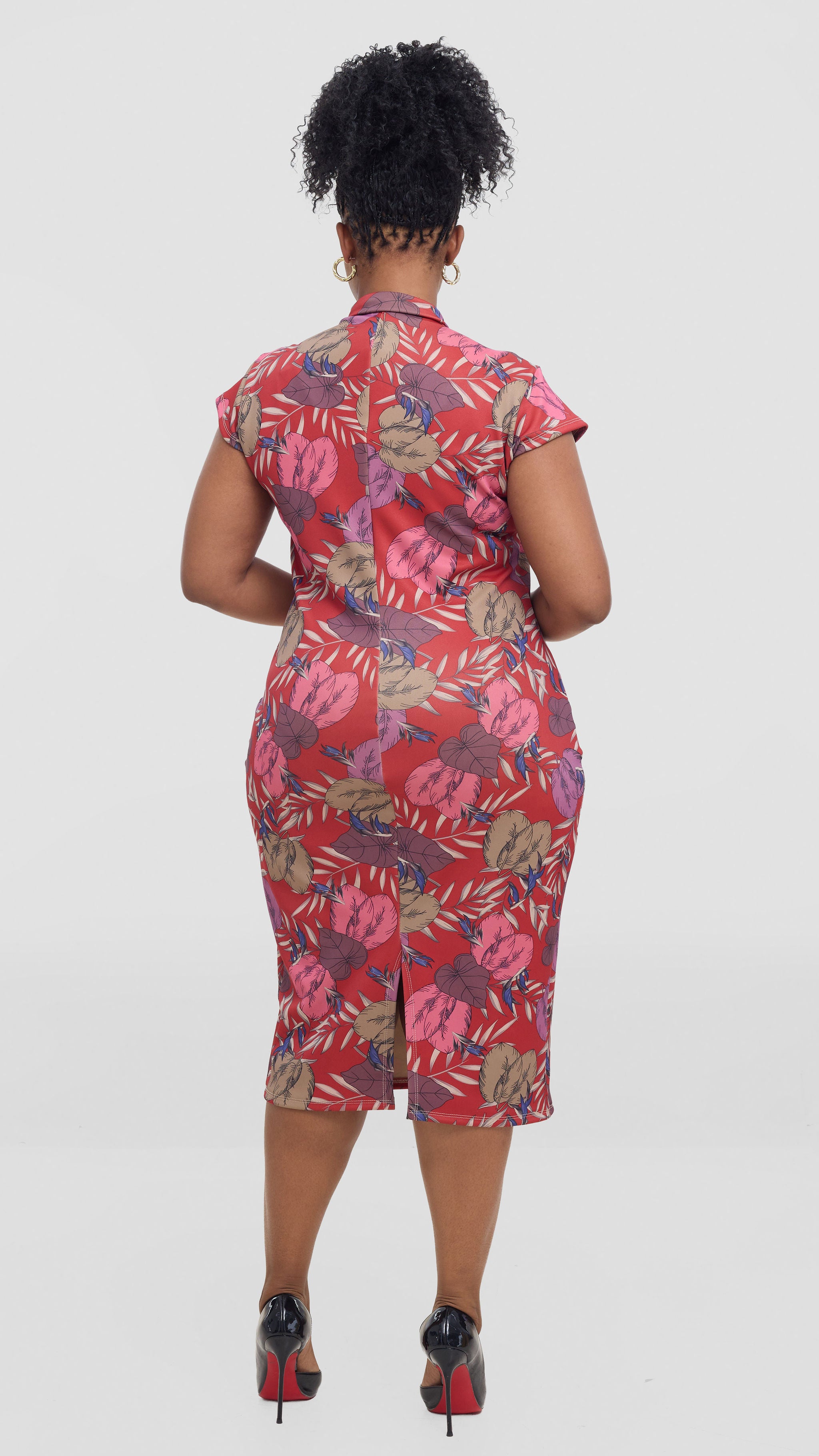 Peyton Bodycon Dress - Red flowered