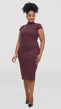 Celine Bodycon Dress - Red/Black/Grey