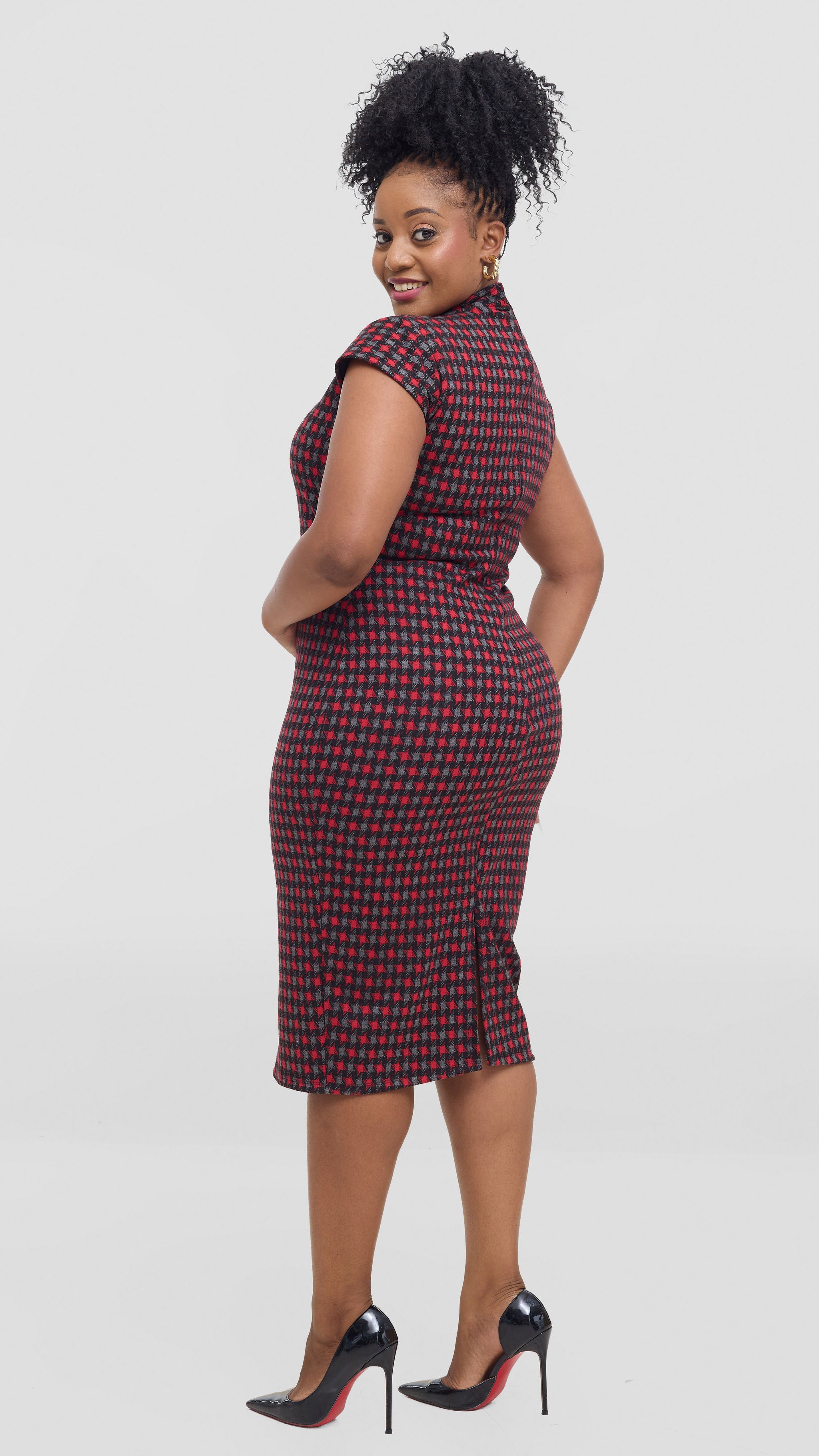 Celine Bodycon Dress - Red/Black/Grey