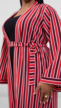 Martha Kimono - Maroon/Red/White