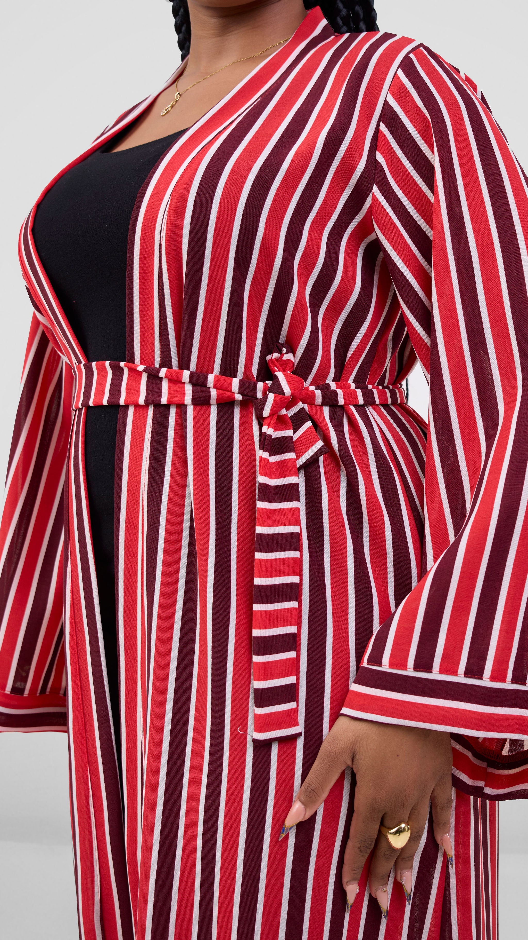 Martha Kimono - Maroon/Red/White