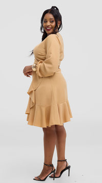 Brynn Wrap Dress - Beige
