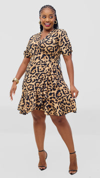 Brooke Wrap Dress - Brown/Black