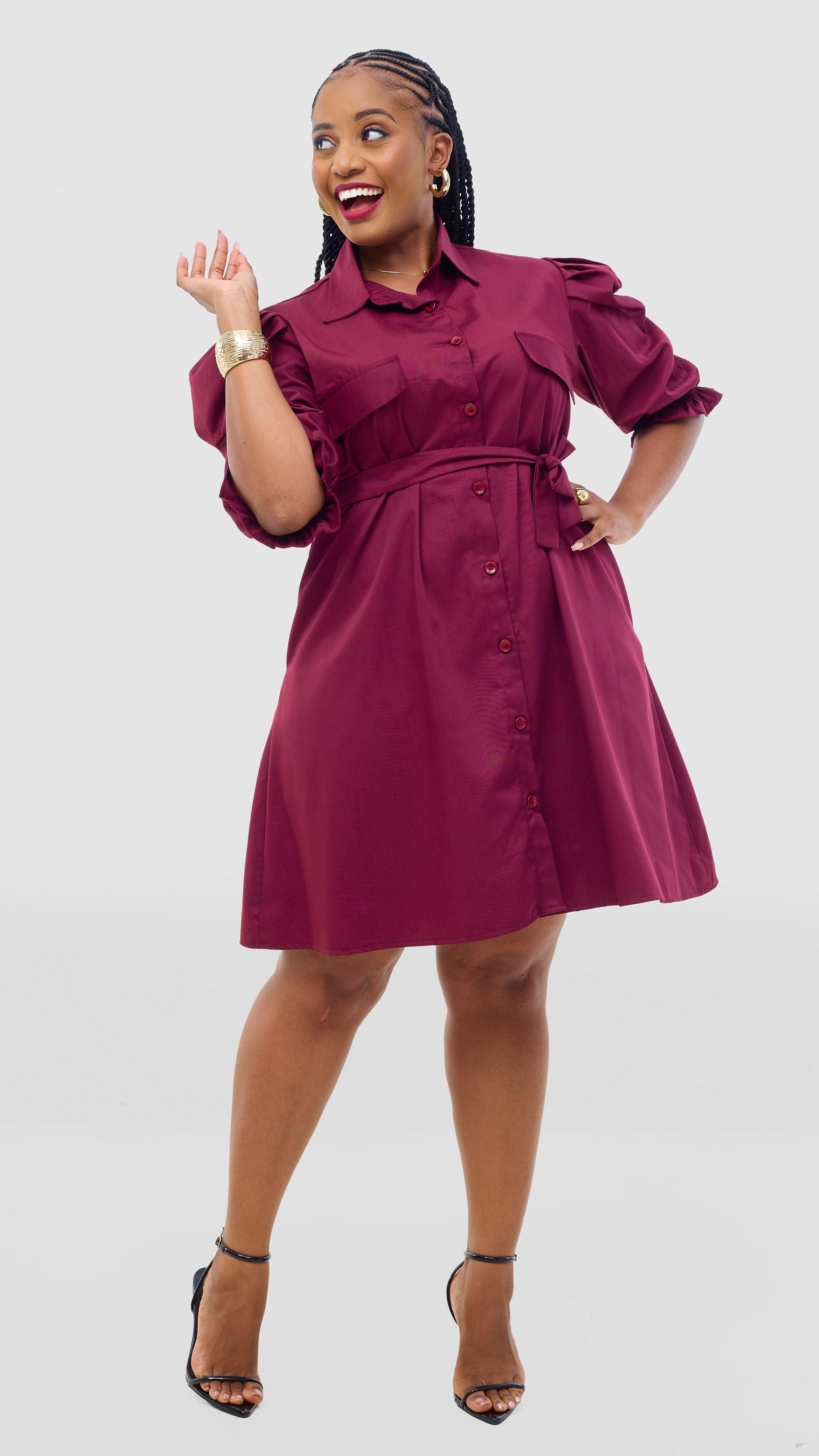 Milan Shirt Dress - Maroon