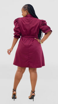 Milan Shirt Dress - Maroon