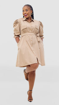 Mila Shirt Dress - Beige
