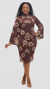Romona Bodycon Dress - Brown